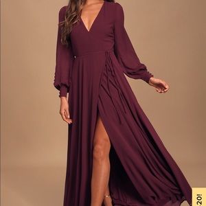 Lulus My Whole Heart Long sleeve Wrap Dress Plum
